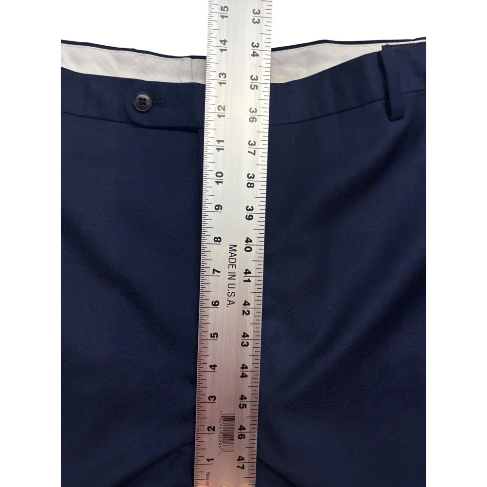 Joseph Abboud 52L 48x32 Navy Blue 2pc Pant Suit Wool Bespoke Flat Front Modern
